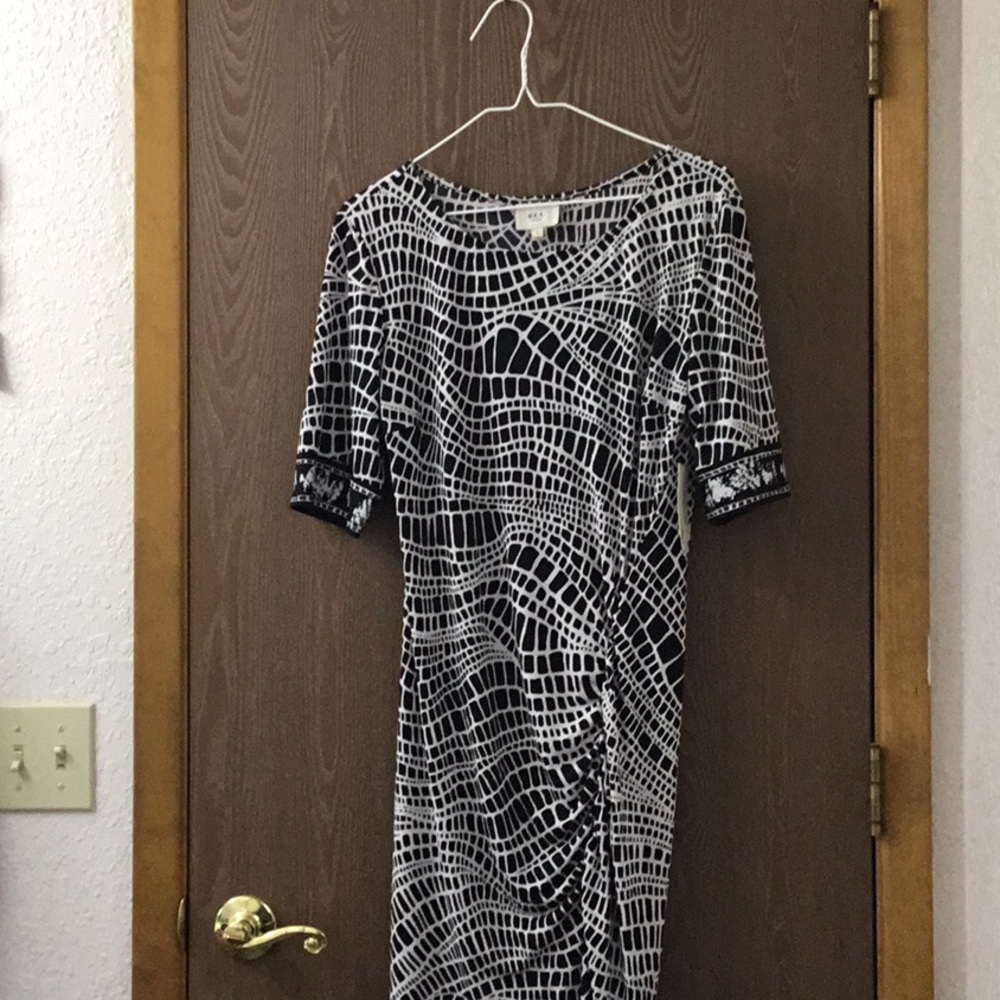 - ECI lovely dress with black and white abstract markings.